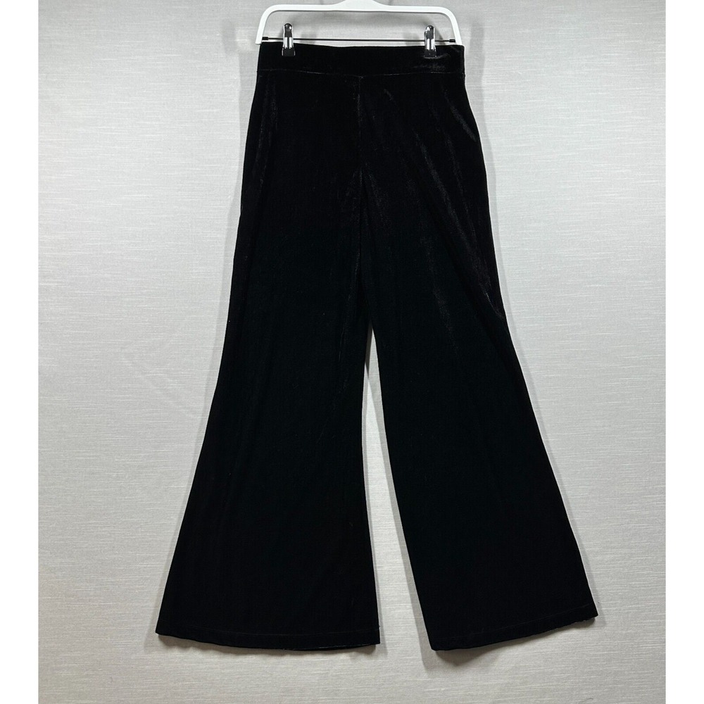 Mossimo Supply Co Velvet Pants Women M (Fits 30) Black Wide Leg Flare Y2K